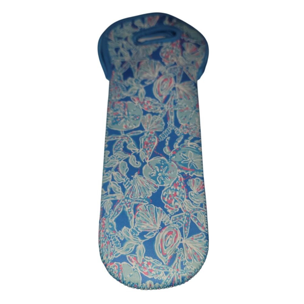 Lilly Pulitzer wine neoprene tote Pop Pop into Deep Print Travel Beach Bottle